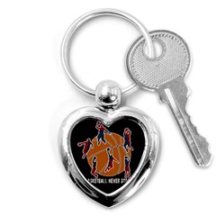 Basketball Never Stops Key Chains (heart)  by Valentinaart