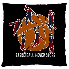 Basketball Never Stops Large Cushion Case (two Sides) by Valentinaart