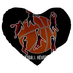 Basketball Never Stops Large 19  Premium Flano Heart Shape Cushions by Valentinaart