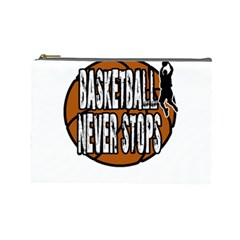 Basketball Never Stops Cosmetic Bag (large)  by Valentinaart