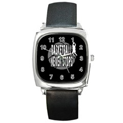 Basketball Never Stops Square Metal Watch by Valentinaart