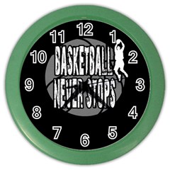 Basketball Never Stops Color Wall Clocks by Valentinaart