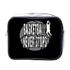 Basketball Never Stops Mini Toiletries Bags by Valentinaart