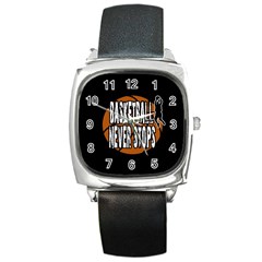 Basketball Never Stops Square Metal Watch by Valentinaart