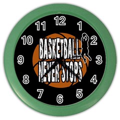 Basketball Never Stops Color Wall Clocks by Valentinaart