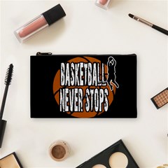 Basketball Never Stops Cosmetic Bag (small)  by Valentinaart