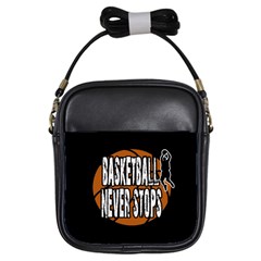 Basketball Never Stops Girls Sling Bags by Valentinaart