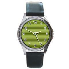 Decorative lines pattern Round Metal Watch