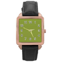 Decorative lines pattern Rose Gold Leather Watch 