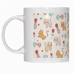 Kittens And Birds And Floral  Patterns White Mugs by TastefulDesigns