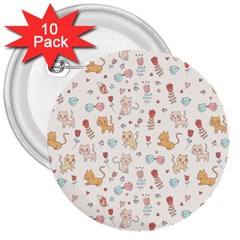 Kittens And Birds And Floral  Patterns 3  Buttons (10 Pack)  by TastefulDesigns