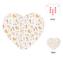 Kittens And Birds And Floral  Patterns Playing Cards (heart)  by TastefulDesigns