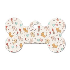 Kittens And Birds And Floral  Patterns Dog Tag Bone (two Sides) by TastefulDesigns