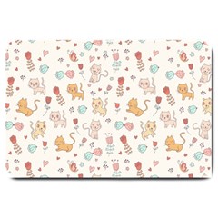 Kittens And Birds And Floral  Patterns Large Doormat  by TastefulDesigns