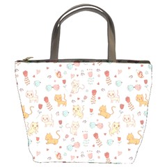 Kittens And Birds And Floral  Patterns Bucket Bags by TastefulDesigns