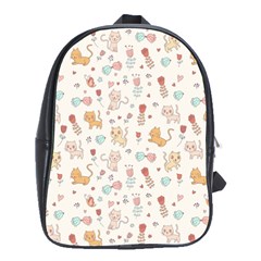 Kittens And Birds And Floral  Patterns School Bags(large)  by TastefulDesigns