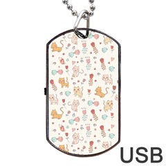 Kittens And Birds And Floral  Patterns Dog Tag Usb Flash (one Side) by TastefulDesigns