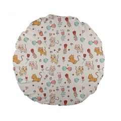 Kittens And Birds And Floral  Patterns Standard 15  Premium Round Cushions by TastefulDesigns