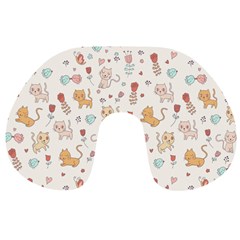 Kittens And Birds And Floral  Patterns Travel Neck Pillows by TastefulDesigns