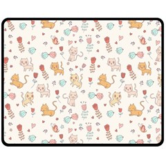 Kittens And Birds And Floral  Patterns Double Sided Fleece Blanket (medium)  by TastefulDesigns