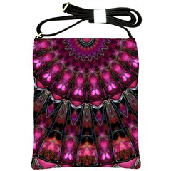 Pink Vortex Half Kaleidoscope  Shoulder Sling Bags by KirstenStar