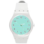 Decorative lines pattern Round Plastic Sport Watch (M) Front