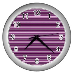 Decorative Lines Pattern Wall Clocks (silver)  by Valentinaart