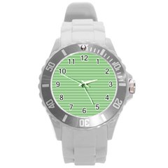 Decorative Lines Pattern Round Plastic Sport Watch (l) by Valentinaart