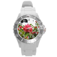 Virginia Waters Flowers Round Plastic Sport Watch (L)