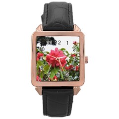 Virginia Waters Flowers Rose Gold Leather Watch 