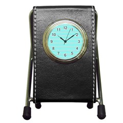 Decorative Line Pattern Pen Holder Desk Clocks