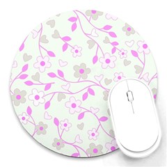 Floral Pattern Round Mousepads by Valentinaart