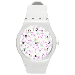 Floral Pattern Round Plastic Sport Watch (m) by Valentinaart