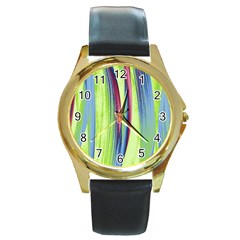 Artistic Pattern Round Gold Metal Watch by Valentinaart