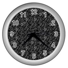 Linear Abstract Black And White Wall Clocks (silver)  by dflcprints