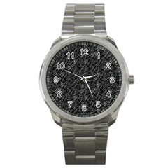 Linear Abstract Black And White Sport Metal Watch by dflcprints