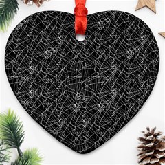 Linear Abstract Black And White Heart Ornament (two Sides) by dflcprints