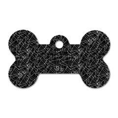 Linear Abstract Black And White Dog Tag Bone (two Sides) by dflcprints