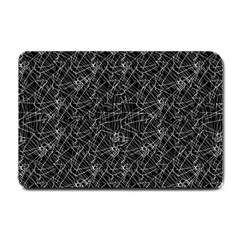 Linear Abstract Black And White Small Doormat  by dflcprints