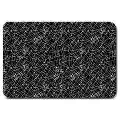 Linear Abstract Black And White Large Doormat  by dflcprints