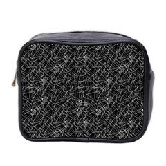 Linear Abstract Black And White Mini Toiletries Bag 2-side by dflcprints