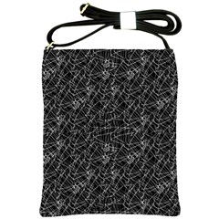 Linear Abstract Black And White Shoulder Sling Bags by dflcprints