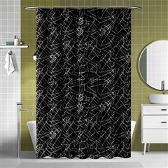 Linear Abstract Black And White Shower Curtain 48  X 72  (small)  by dflcprints