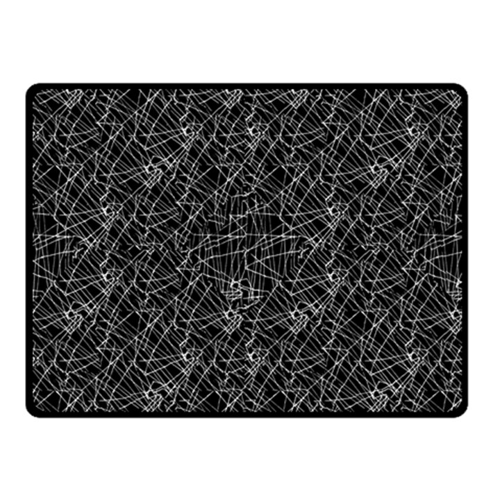 Linear Abstract Black And White Double Sided Fleece Blanket (Small) 