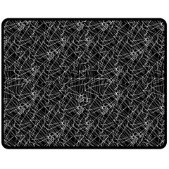 Linear Abstract Black And White Double Sided Fleece Blanket (medium)  by dflcprints