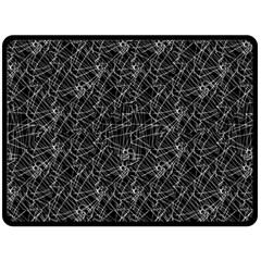 Linear Abstract Black And White Double Sided Fleece Blanket (large)  by dflcprints