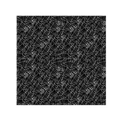 Linear Abstract Black And White Small Satin Scarf (square) by dflcprintsclothing