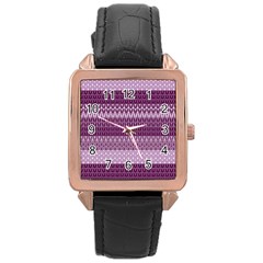 Pattern Rose Gold Leather Watch 