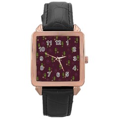 Pattern Rose Gold Leather Watch 