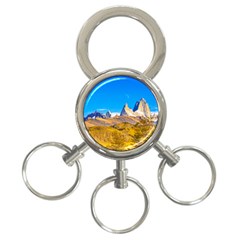 Snowy Andes Mountains, El Chalten, Argentina 3-ring Key Chains by dflcprints